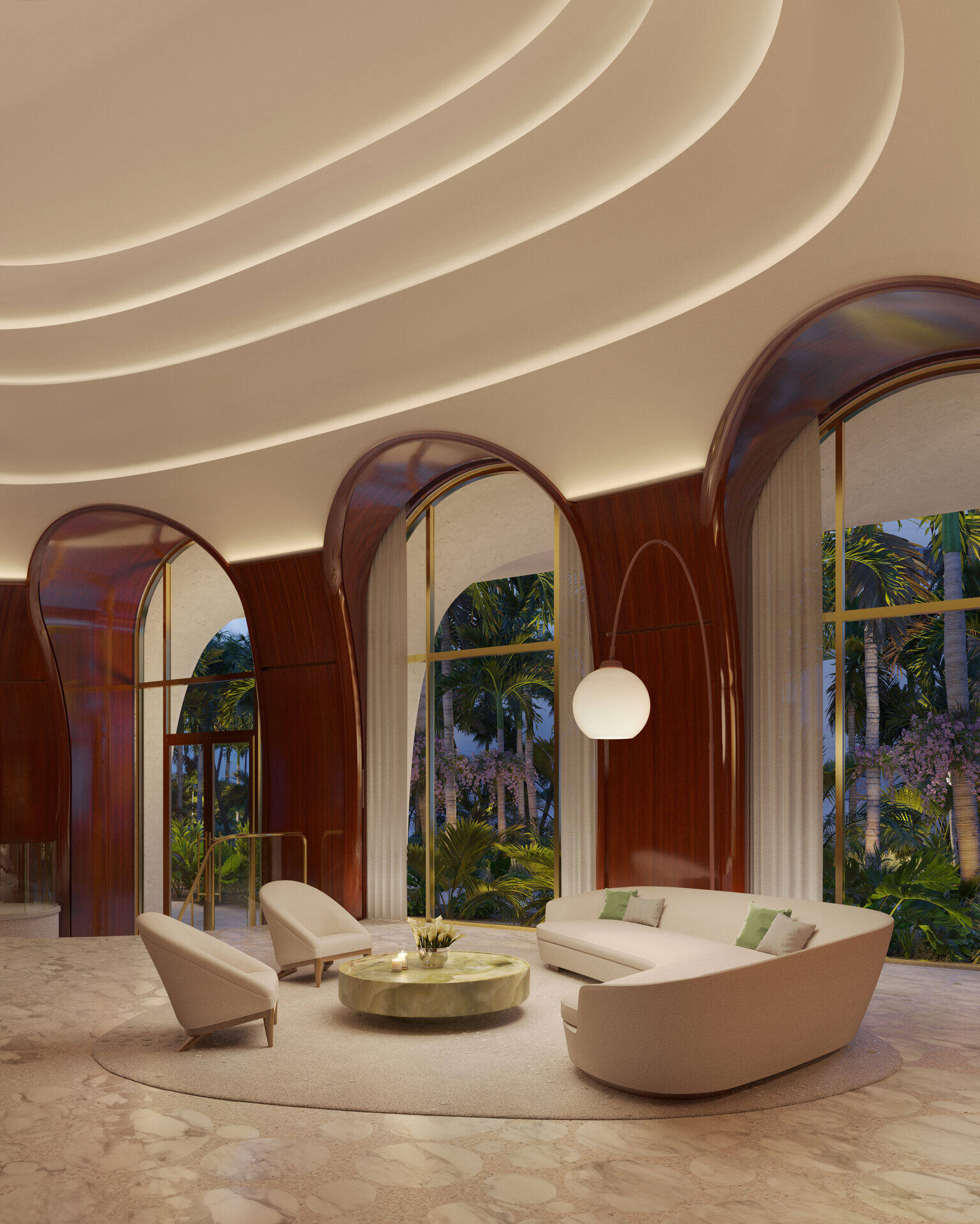 Double-height garden lobby