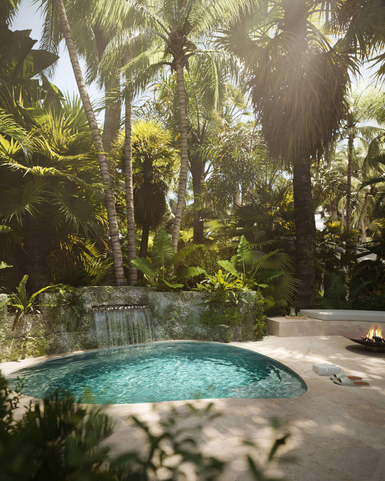 Private plunge pool in the botanical garden