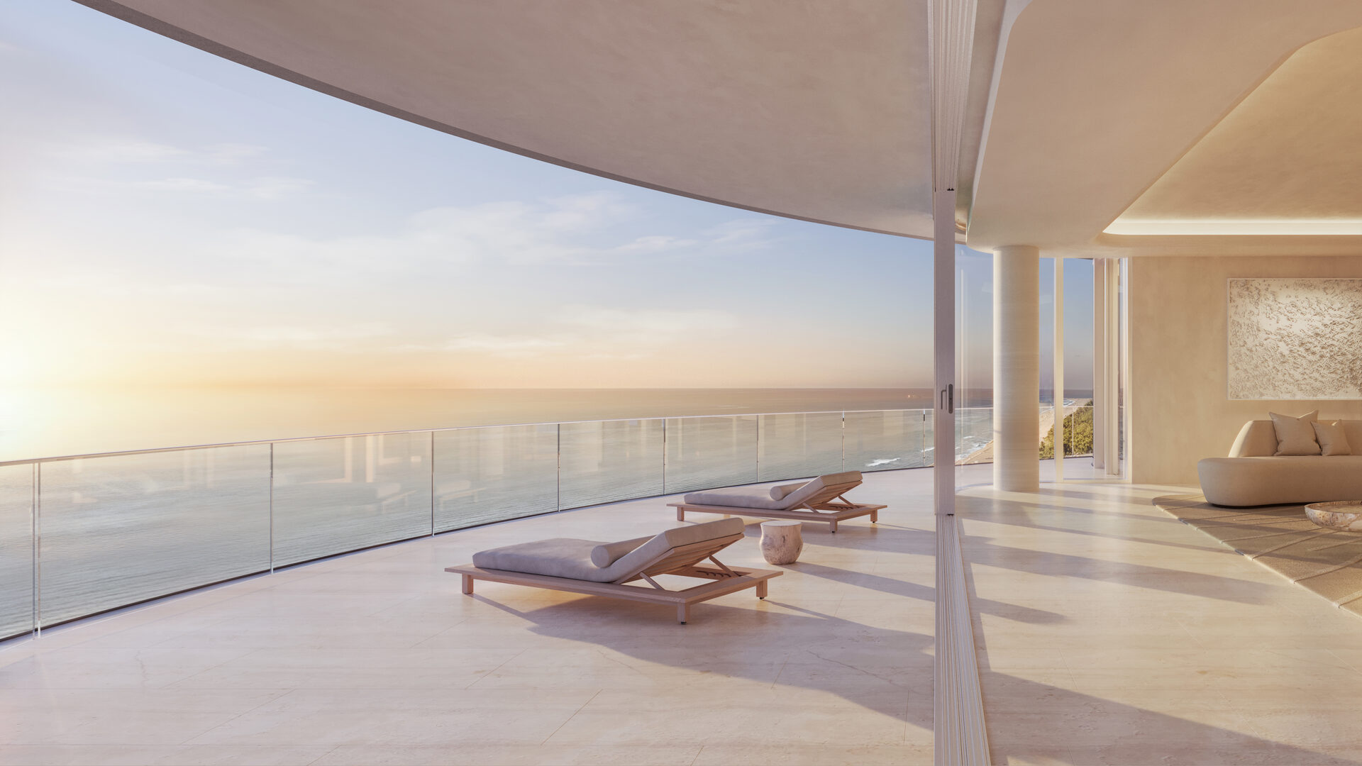 Residence terrace at sunset