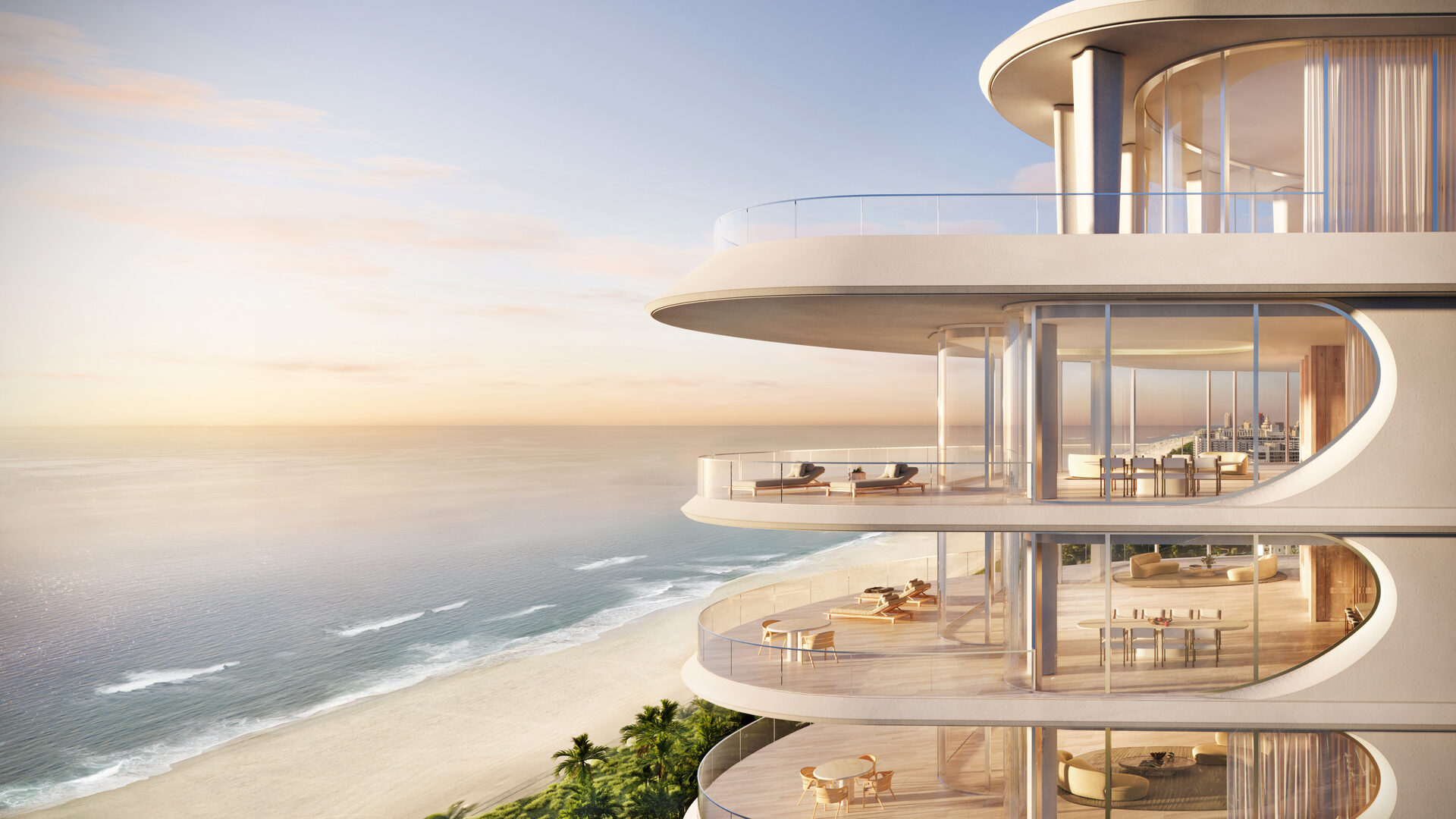 Tower terraces at sunset over the Atlantic